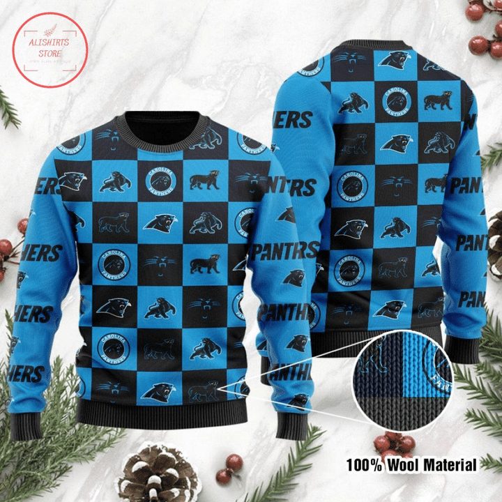 Carolina Panthers Blue Black Gift For Fan Ugly Wool Sweater Christmas V4