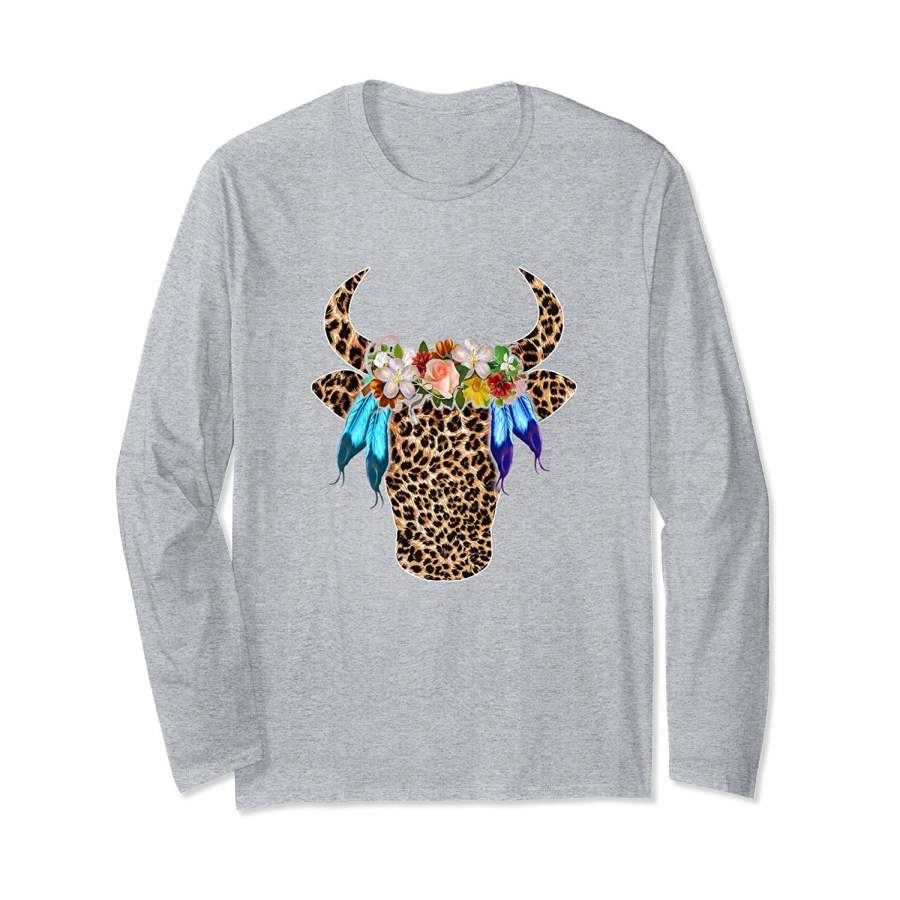 DTAGet Now DTA Mother’s Day Cow Leopard Bull Skull Long Sleeve t-shirt