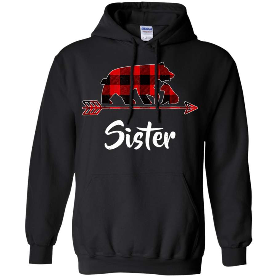 AGR Red Plaid Sister Bear Matching Buffalo Pajama Shirt G185 Gildan Pullover Hoodie 8 oz.