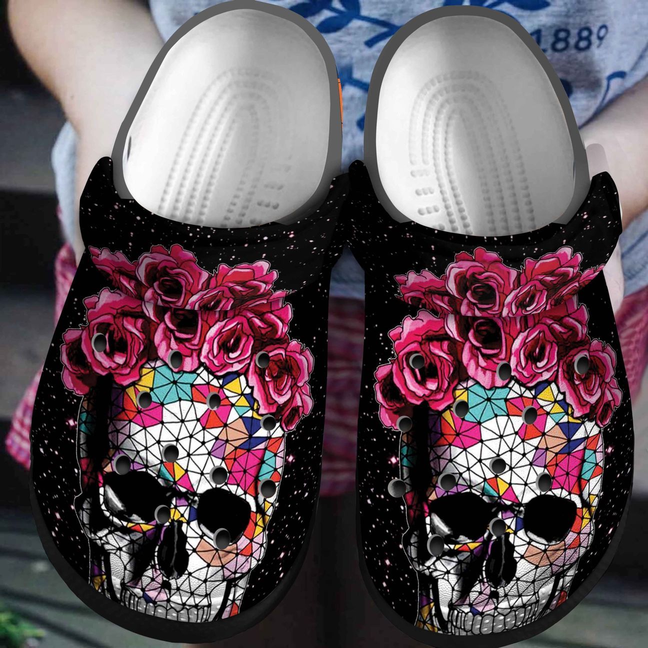 Skull Personalized Clog, Custom Name, Text, Color, Number Fashion Style For Women, Men, Kid, Print 3D Sugar Skull V1