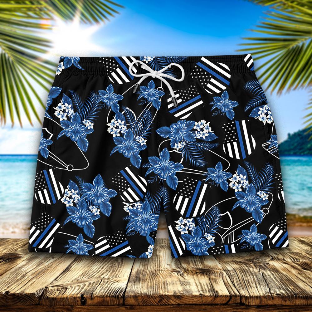 Police Men Hawaiian Shorts Seamless Pattern Short Ha24042