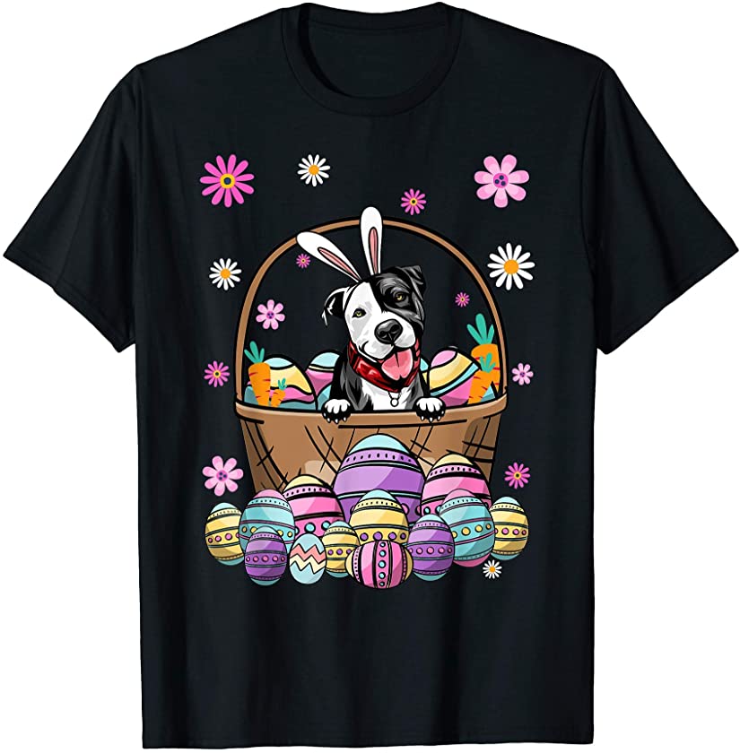 Bunny Pit Bull Dog Happy Easter Day Lover Egg Hunt T-Shirt