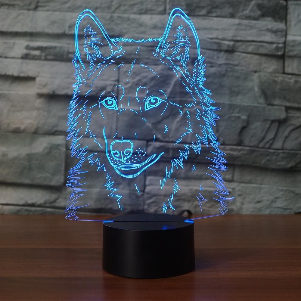 3D Animal Wolfs Head Native American Lamp