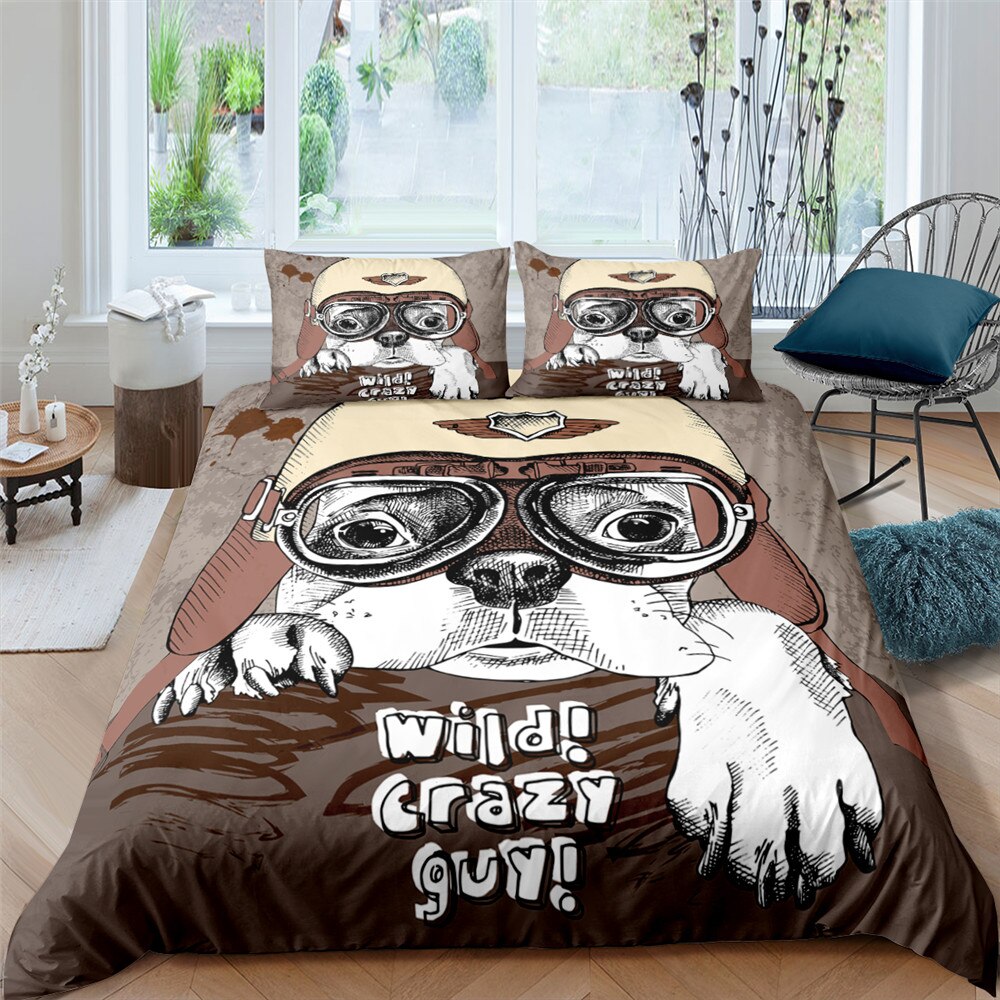 Bedding Set 3D Printed Cute Puppy Dog Microfiber Duvet Cover Cover Set And Pillowcase King Queen Size Pets Dog