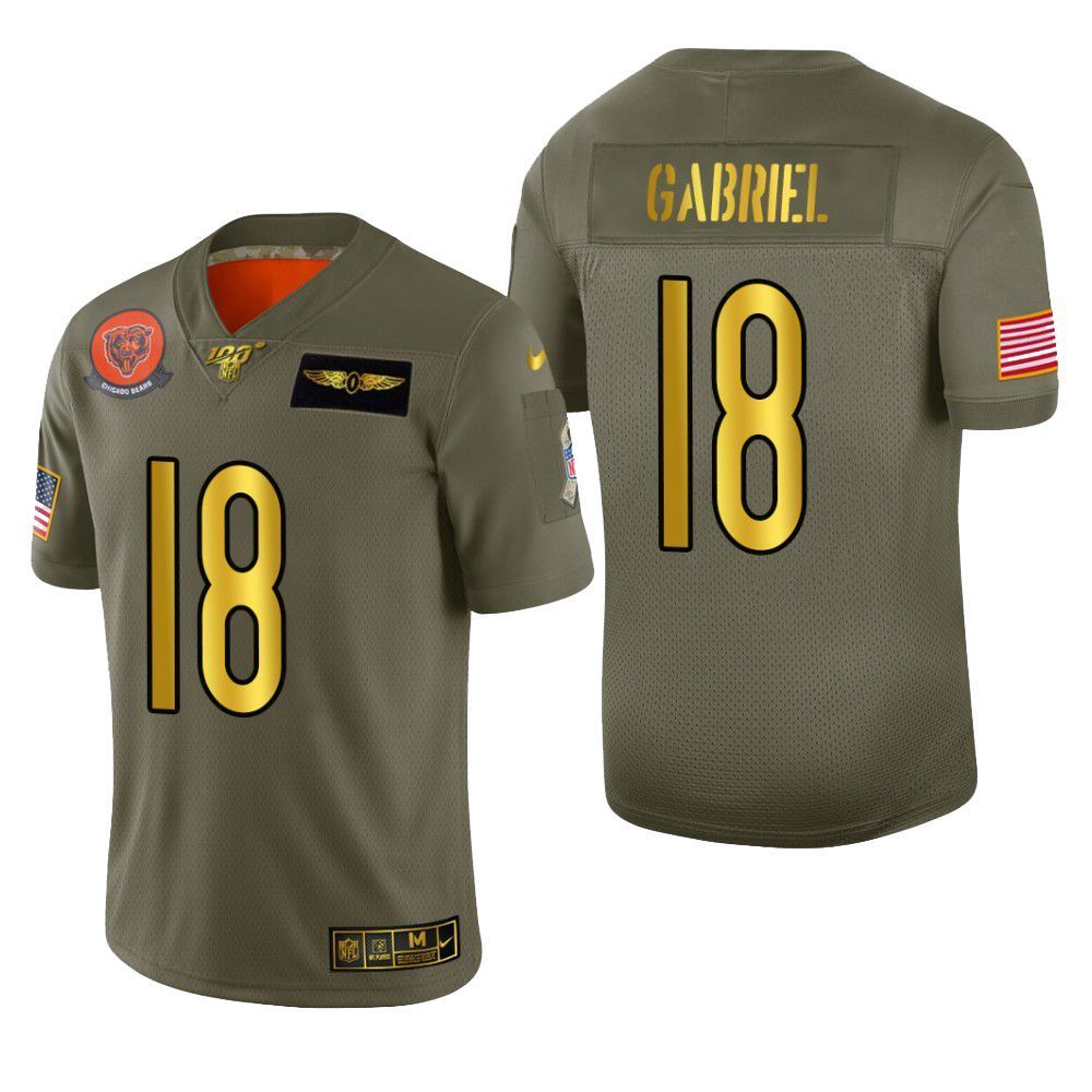 Chicago Bears Taylor Gabriel 2019 Salute To Service NFL 100 Mens Jersey Metallic