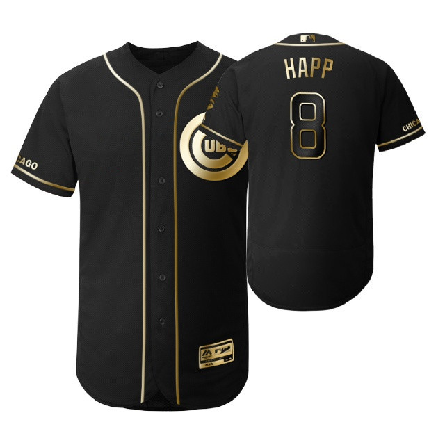 Chicago Cubs #8 Ian Happ MLB 2019 Golden Brandedition Black Jersey Gift For Cubs Fans