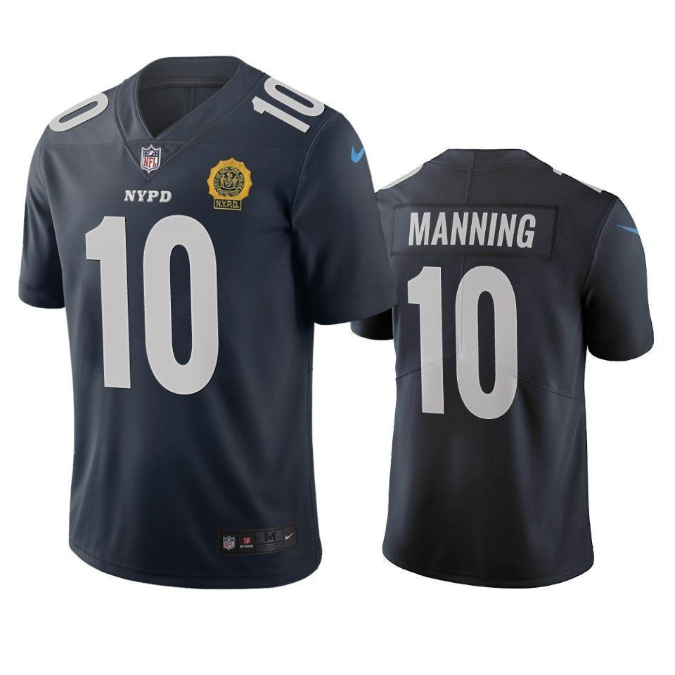 New York Giants Eli Manning Navy City Edition Vapor Limited 3D Jersey