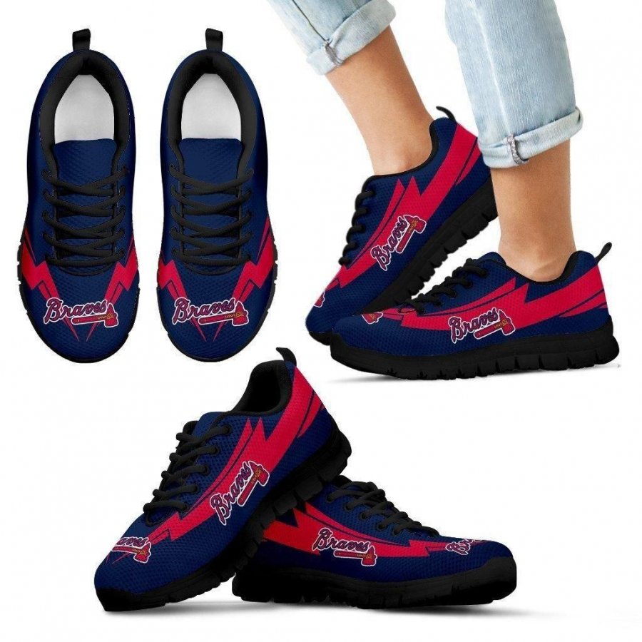 Three Amazing Good Line Charming Logo Atlanta Braves Sneakers #987