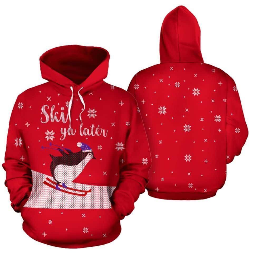 Skiing Penguin Unisex 3D Hoodie All Over Print