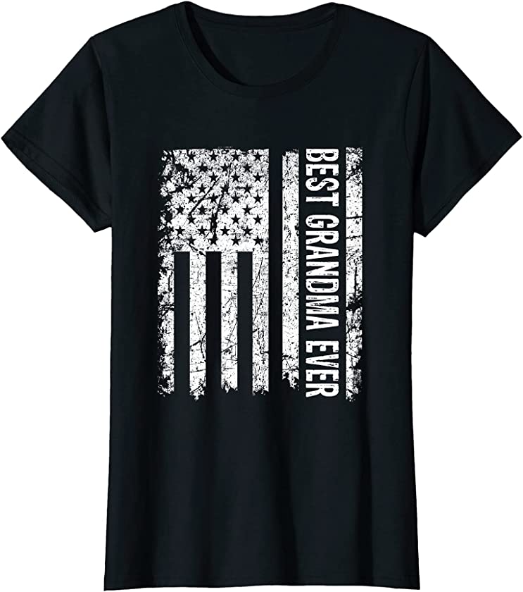 Womens Vintage Best Grandma Ever American Flag Mother’s Day Gifts T-Shirt