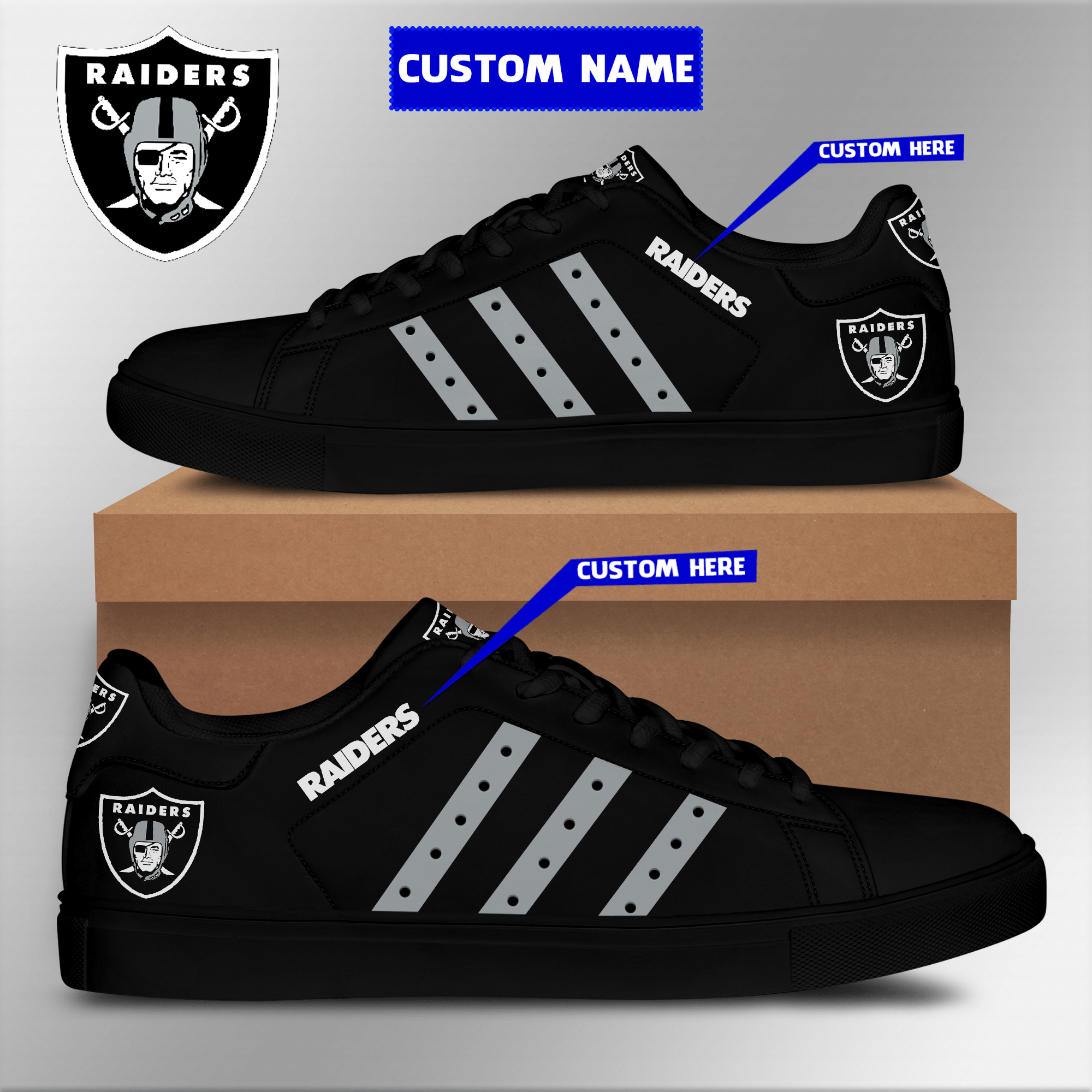 Raiders Custom Name  Low Top Shoes V4