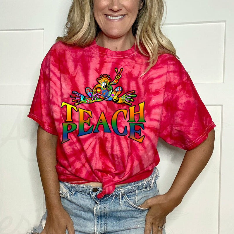 Teach Peace Frog Tie Dye T-Shirt