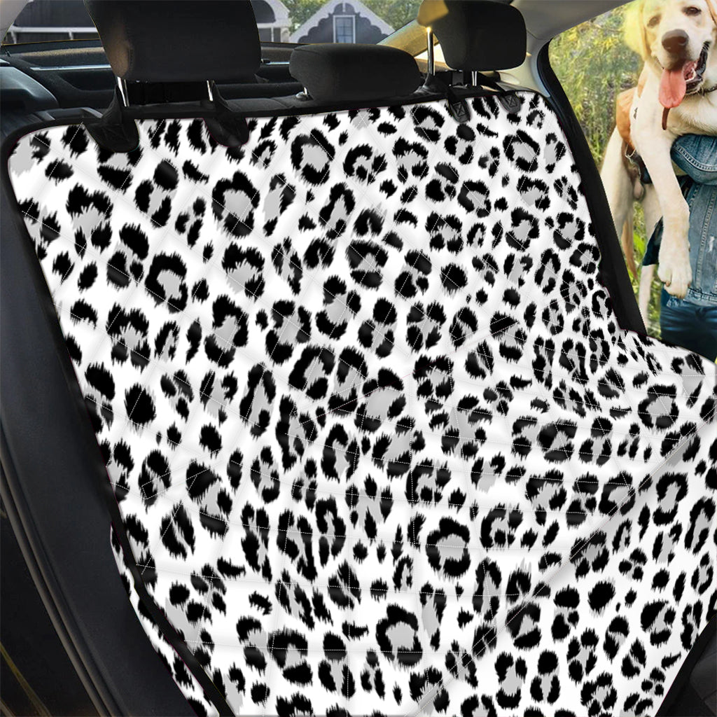 White Leopard Print Pet Car Back Seat Cover