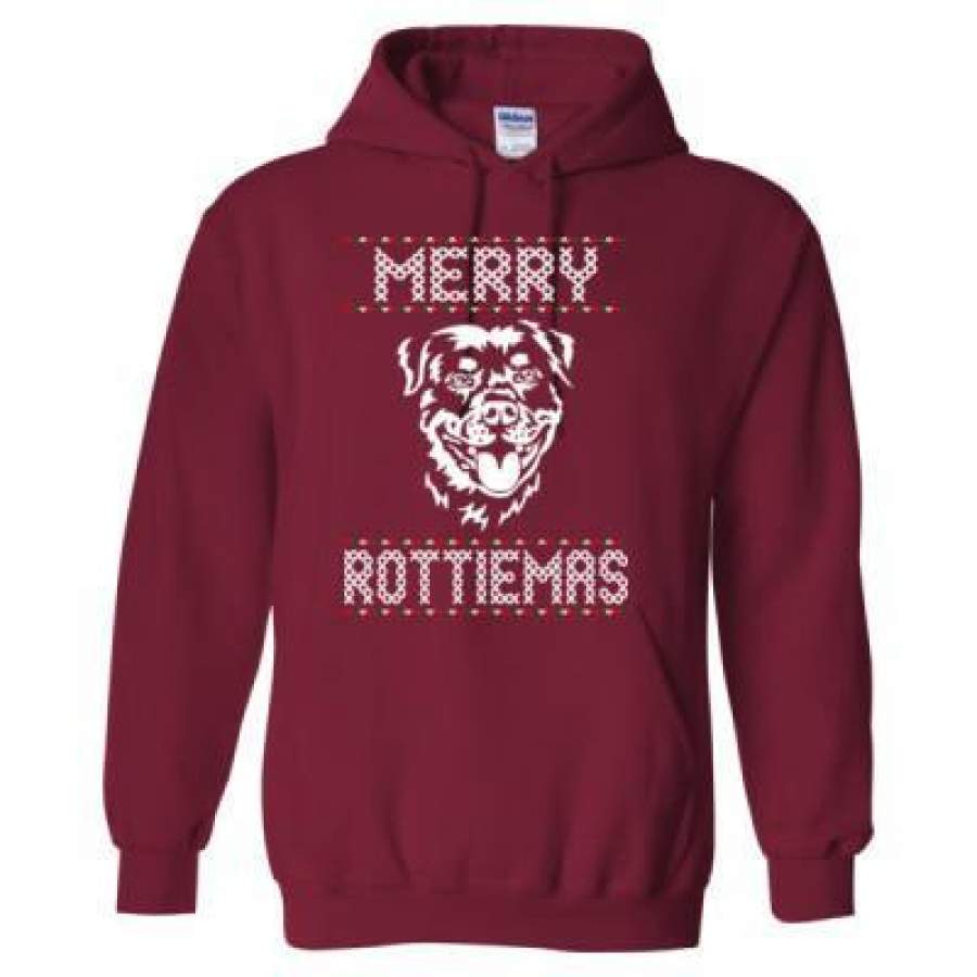 AGR Merry Rottiemas Ugly Christmas Sweater – Heavy Blend™ Hooded Sweatshirt