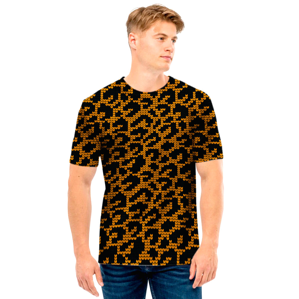 Wild Leopard Knitted Pattern Print Men’S T-Shirt