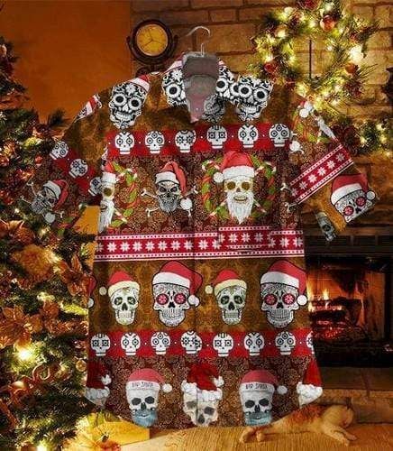 Buy Skull Santa Claws candy Christmas Hawaiian Aloha Shirts H