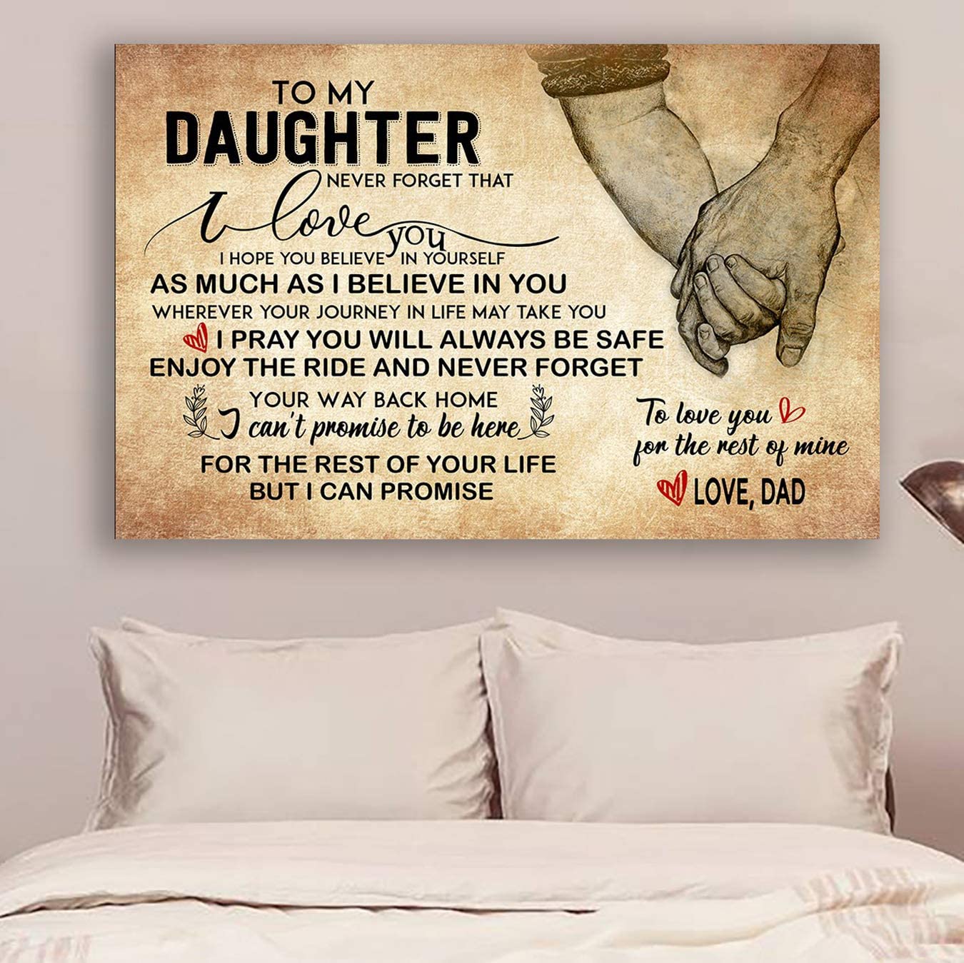 Poster for Room Aesthetic -Command Strips Wall Decor – Hn231 Family Poster – Dad to Daughter – I Hope You Believe in Yourself