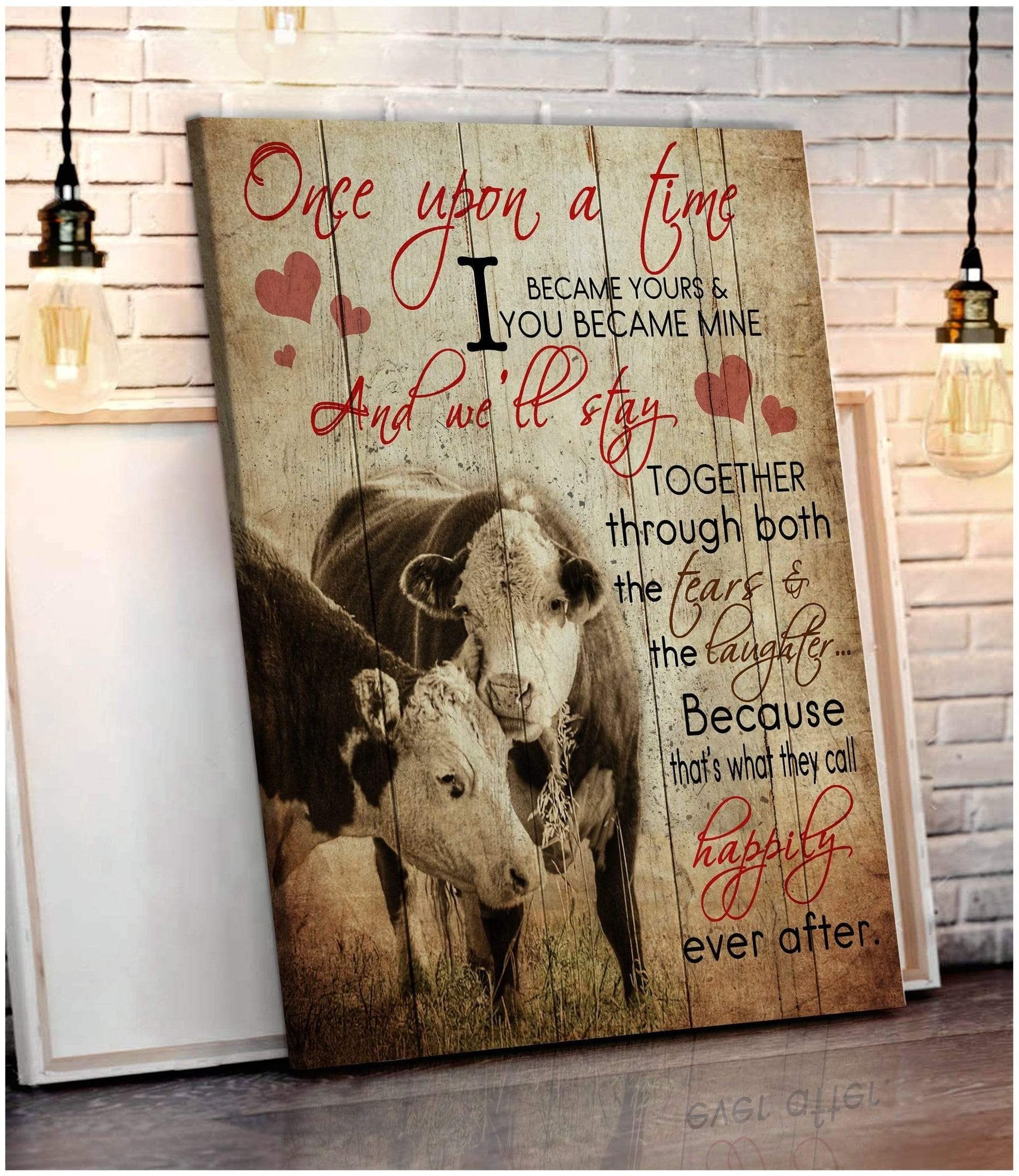 Au Once Upon A Time Cow Wall Art Canvas Gift For Family, Wall Art Decor, Canvas Print, Home Decor