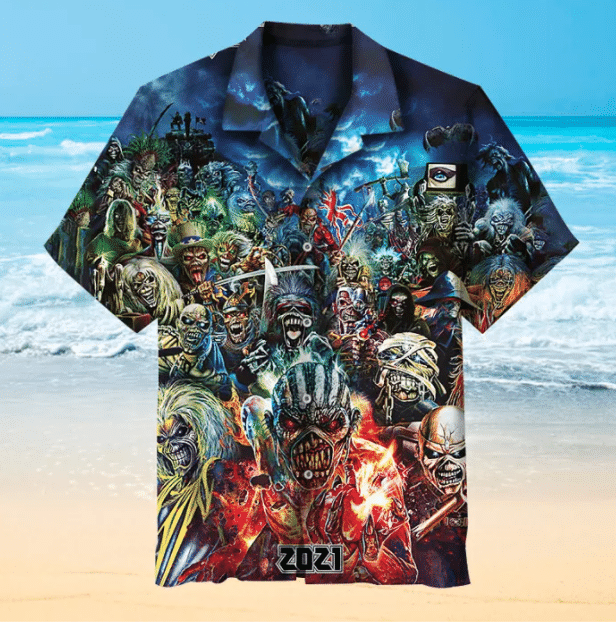 Iron Maiden Poster For Man And Woman Print Short Sleeve Hawaii Shirt Ha44899