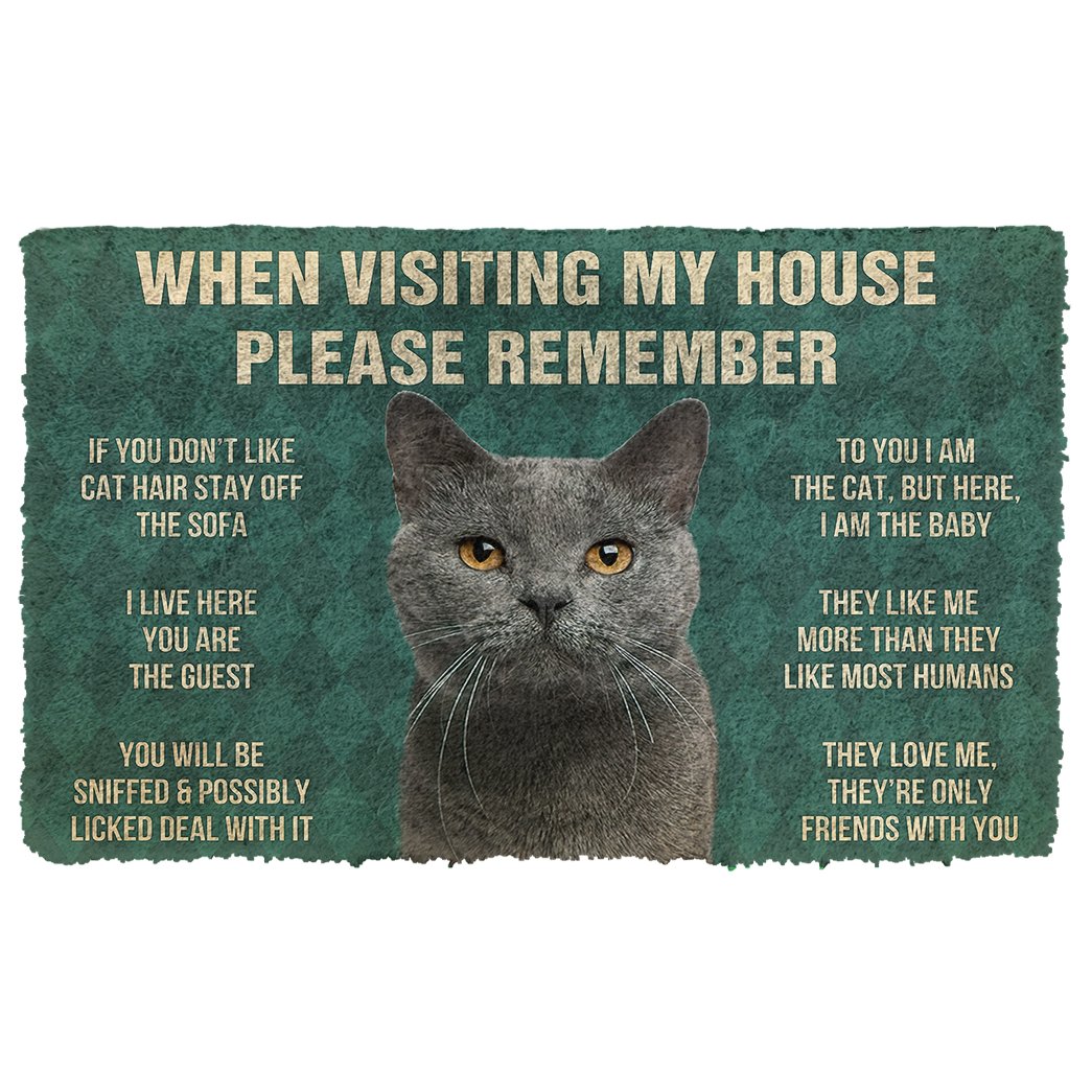 Gearhumans  Gearhuman 3D Please Remember Chartreux Cats House Rules Custom Doormat