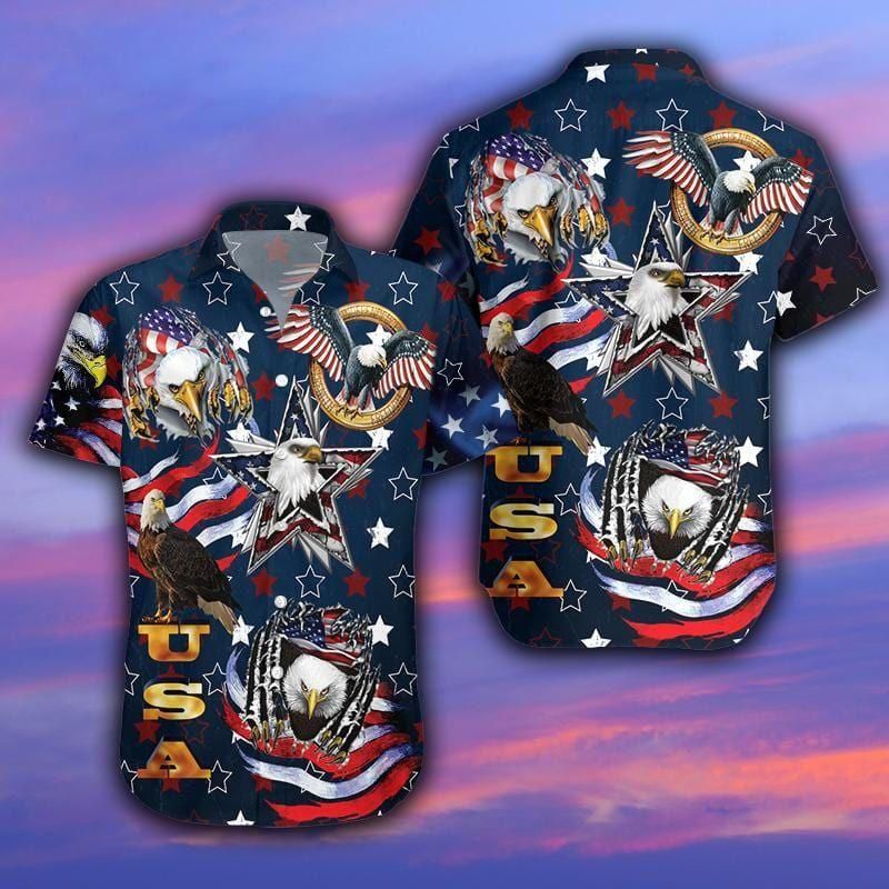 Usa Eagle Patriotism Aloha Hawaiian Shirt Colorful Short Sleeve Summer Beach Casual Shirt For Men And Women