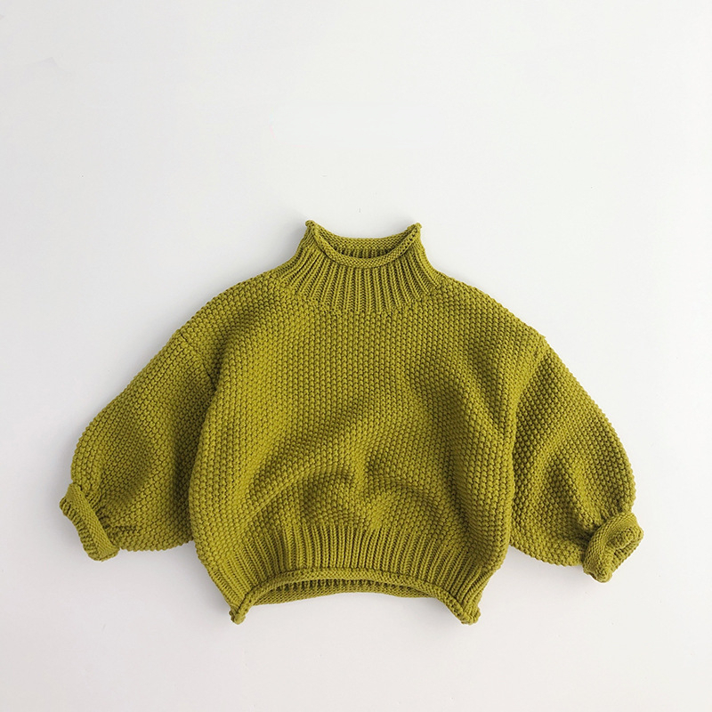 3283C Hot Sale Children’s Sweaters 2022 Autumn Winter Retro Knitted Turtlenecks Boy’s Sweater 1-7Year All Match Girl Sweater alx