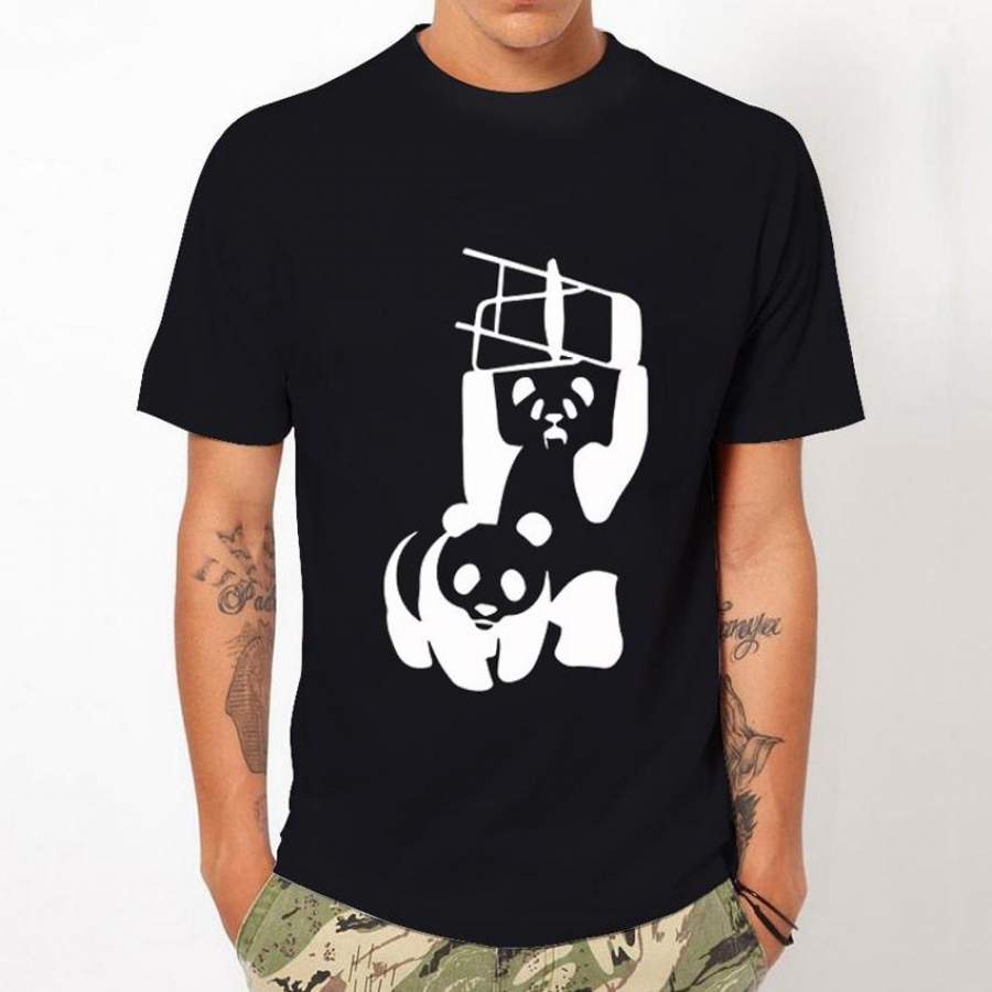 Summer Fashion Creative Panda Fight Design T Shirt Men’S High Quality Custom Printed Tops Hipster Tees