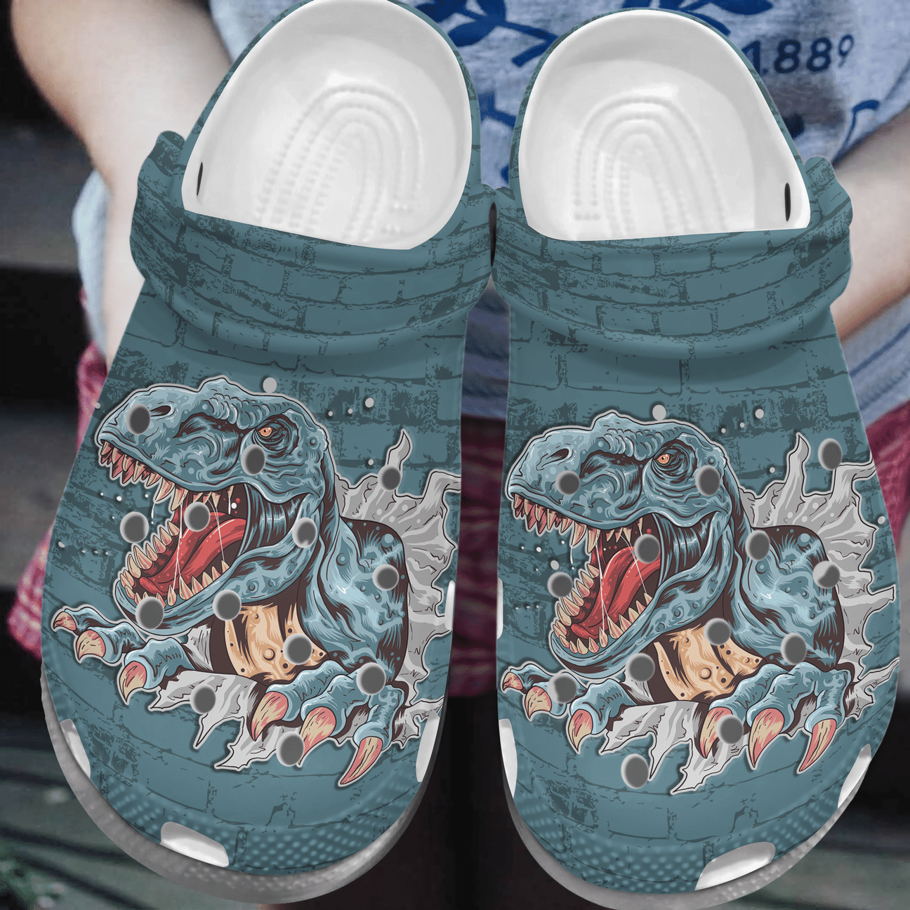 Dinosaur T Rex Personalized Clog, Custom Name, Text, Color, Number Fashion Style For Women, Men, Kid, Print 3D