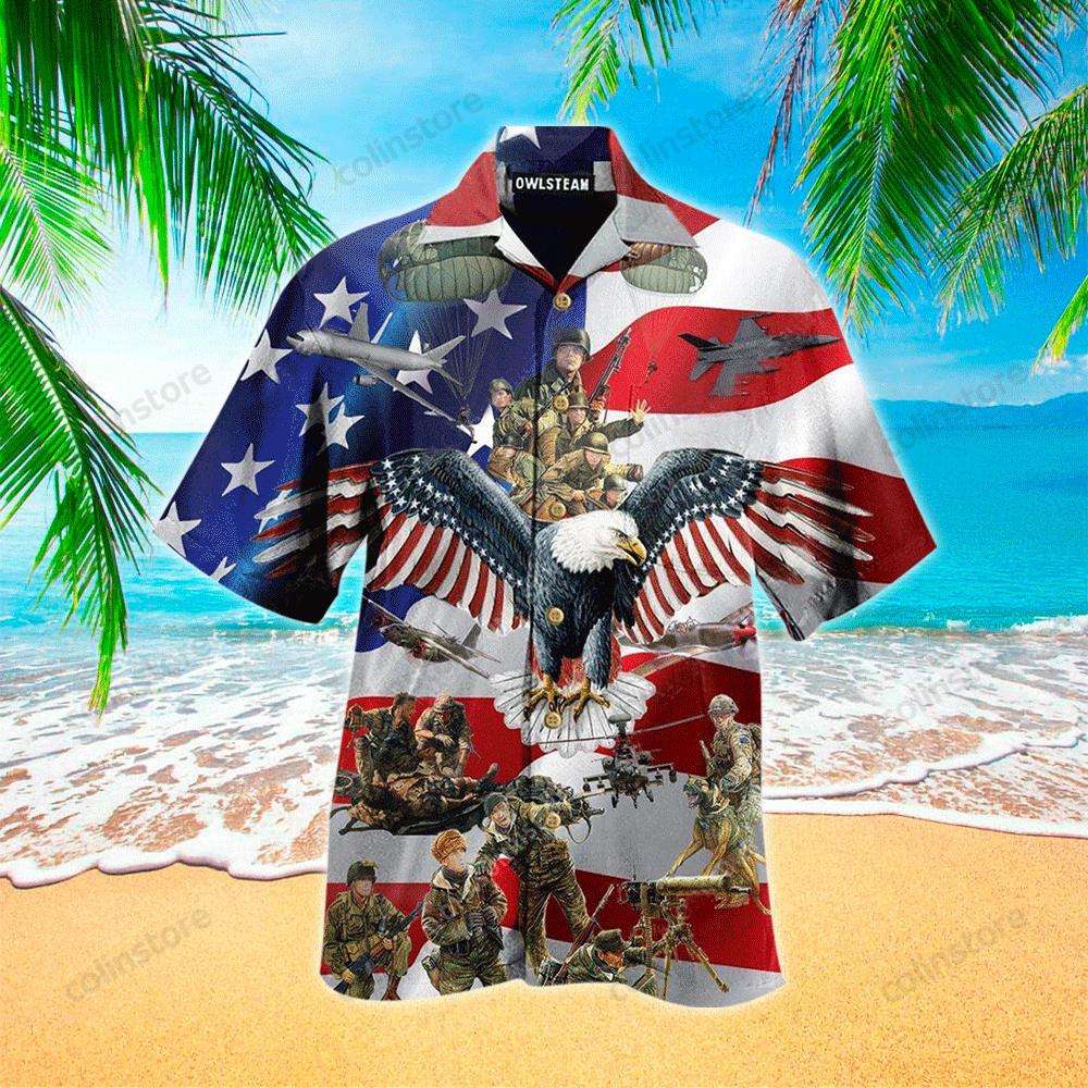 Veteran Eagle Us Flag Printed Hawaii Shirt Aloha Ha80930