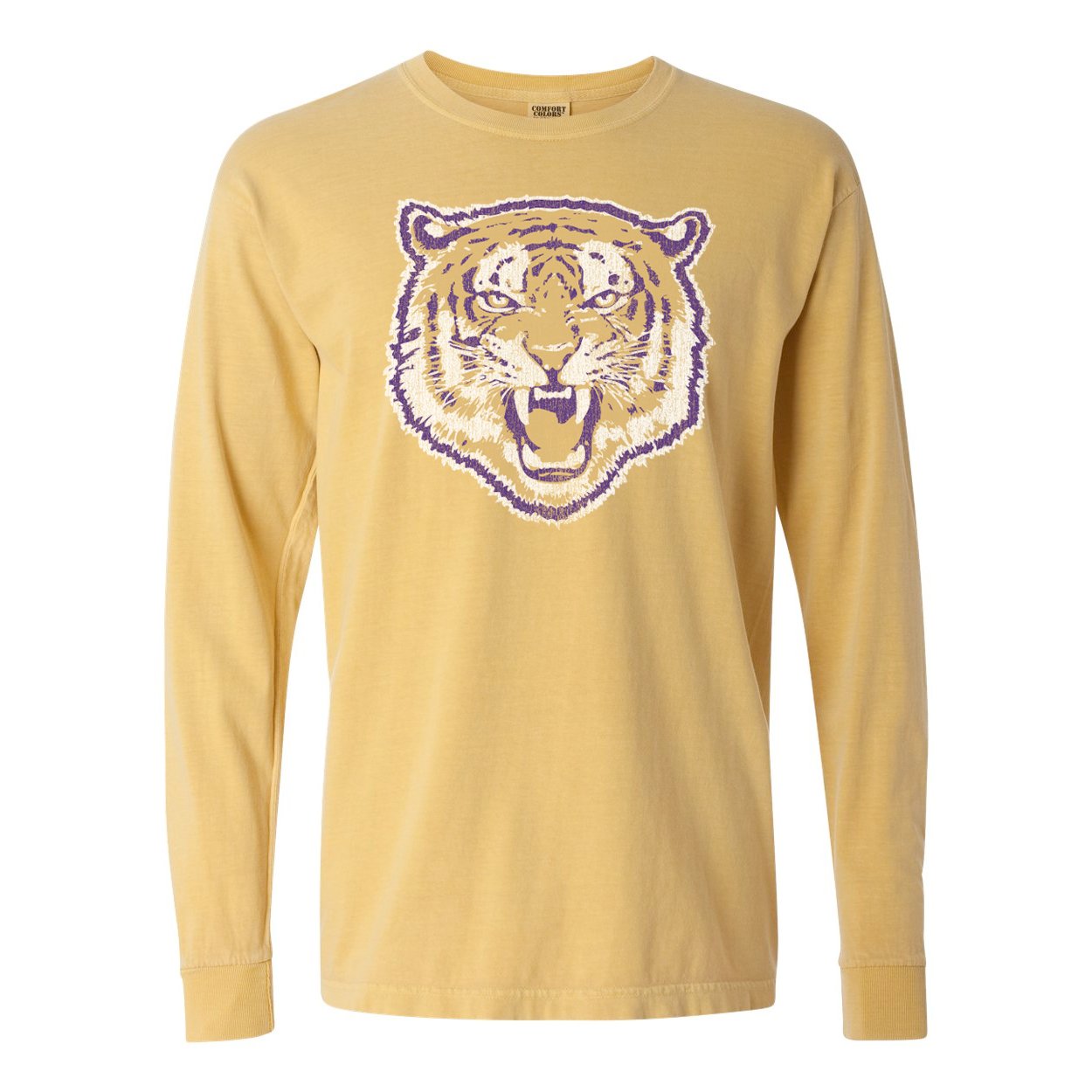 B&B Dry Goods LSU Tigers 84 Tiger Garment Dyed Long Sleeve T-Shirt – Mustard