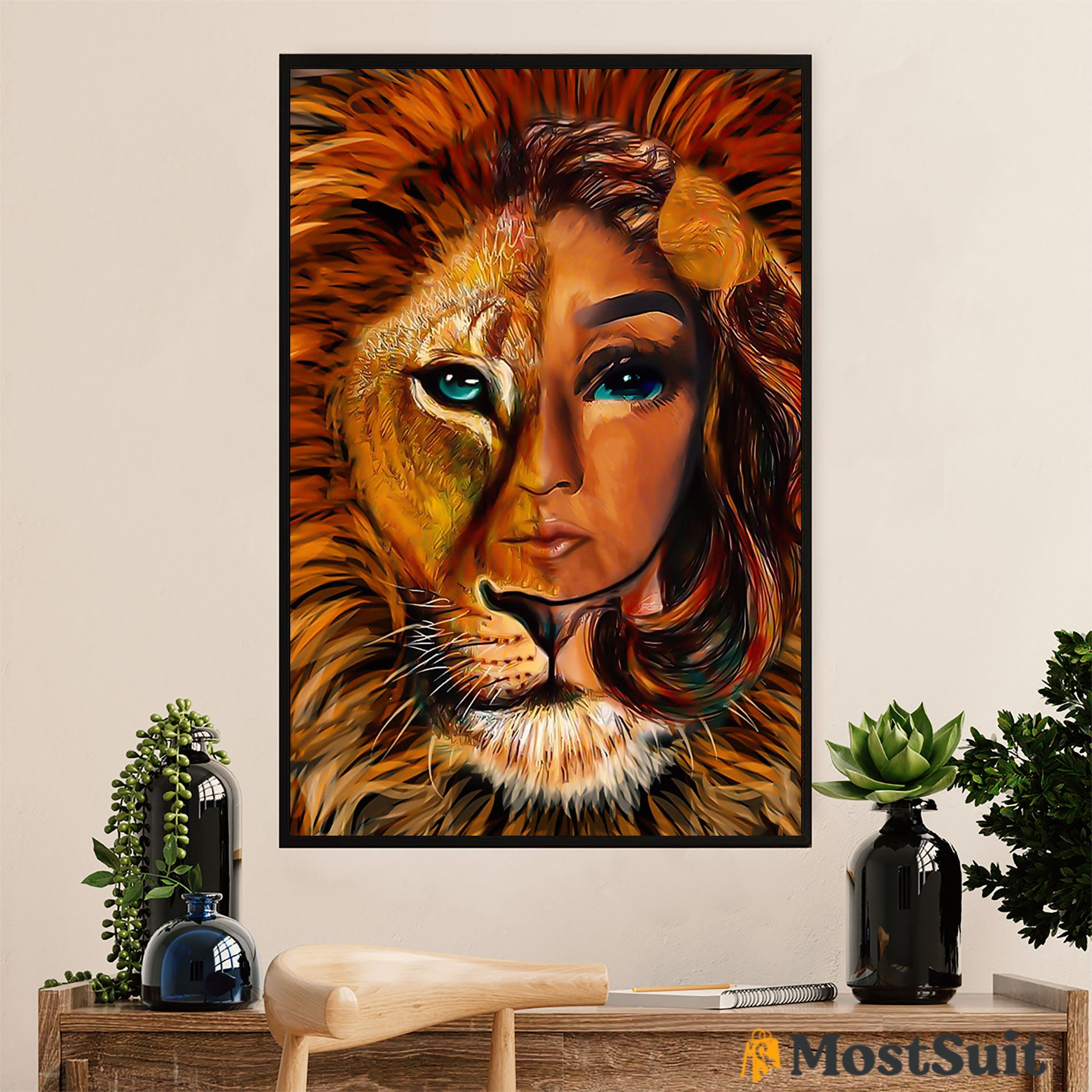 African American Afro Poster | Gift For Black Girl | Juneteenth Day Room Wall Art – Black Woman Lion