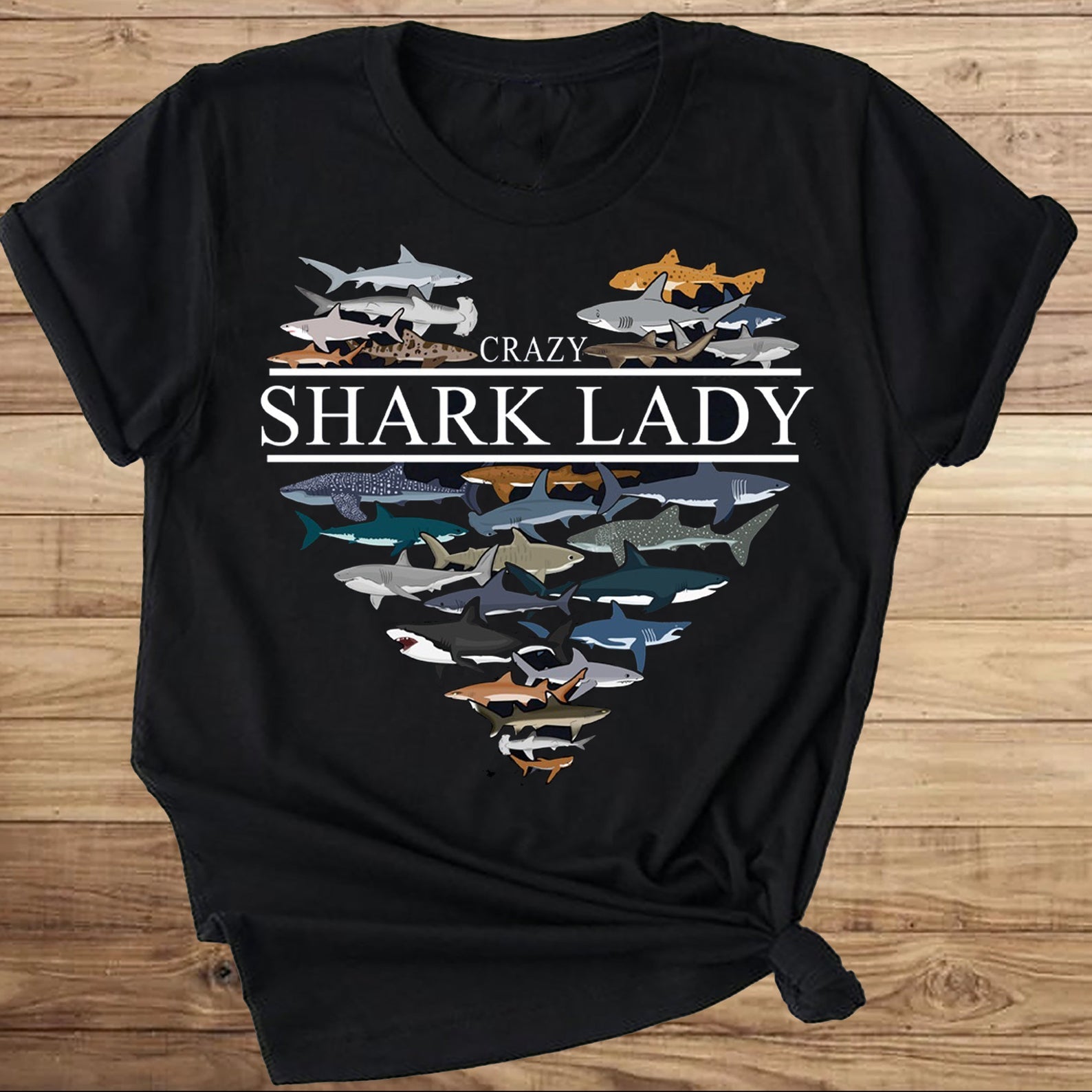 Crazy Shark Lady T-Shirt Shark Lovers Gift For Womens Girls