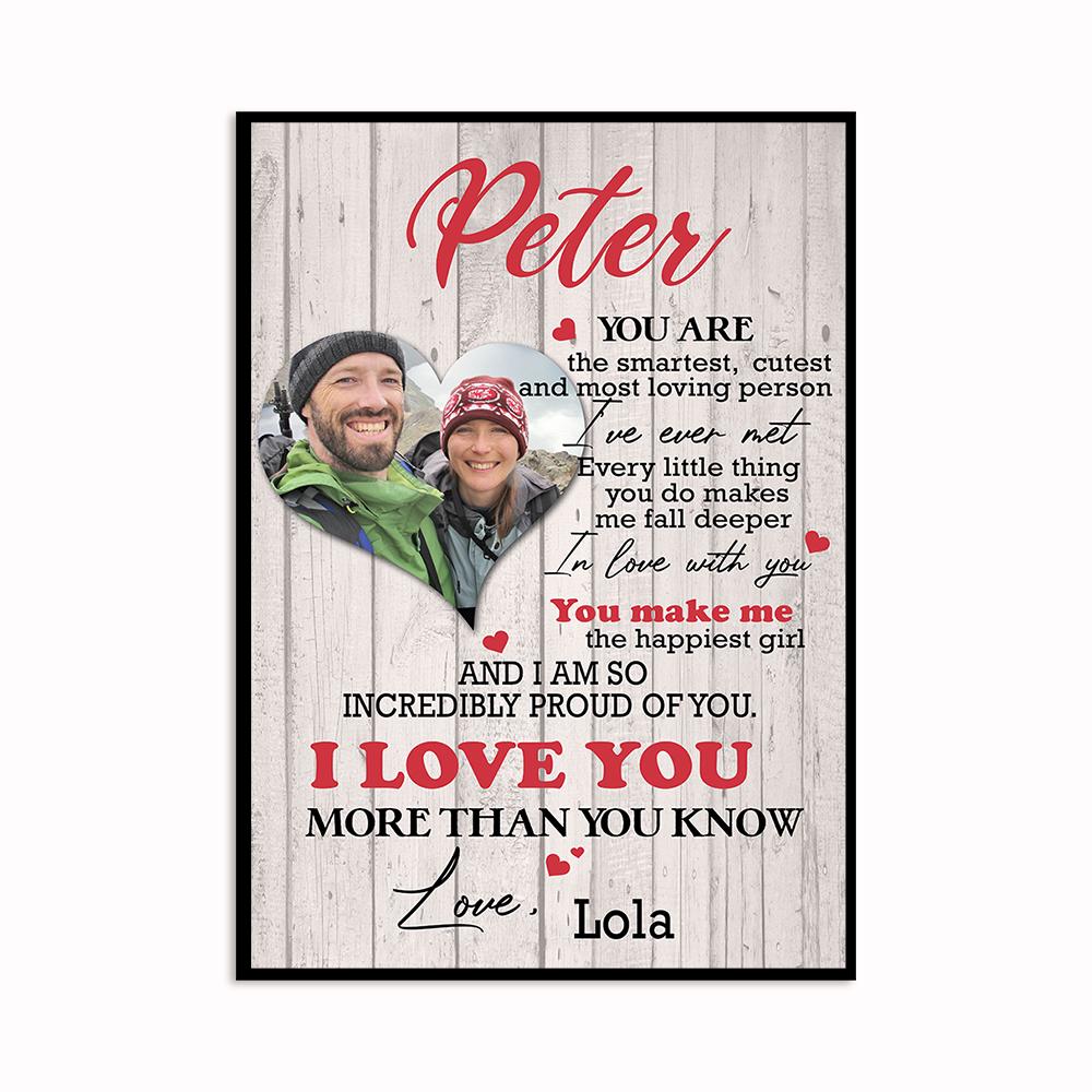 Custom Personalized photo name Valentine’s day wall prints poster gift ideas for room him boyfriend husband her girlfriend wife couple – I Love You More TY2312 – Personalizedwitch