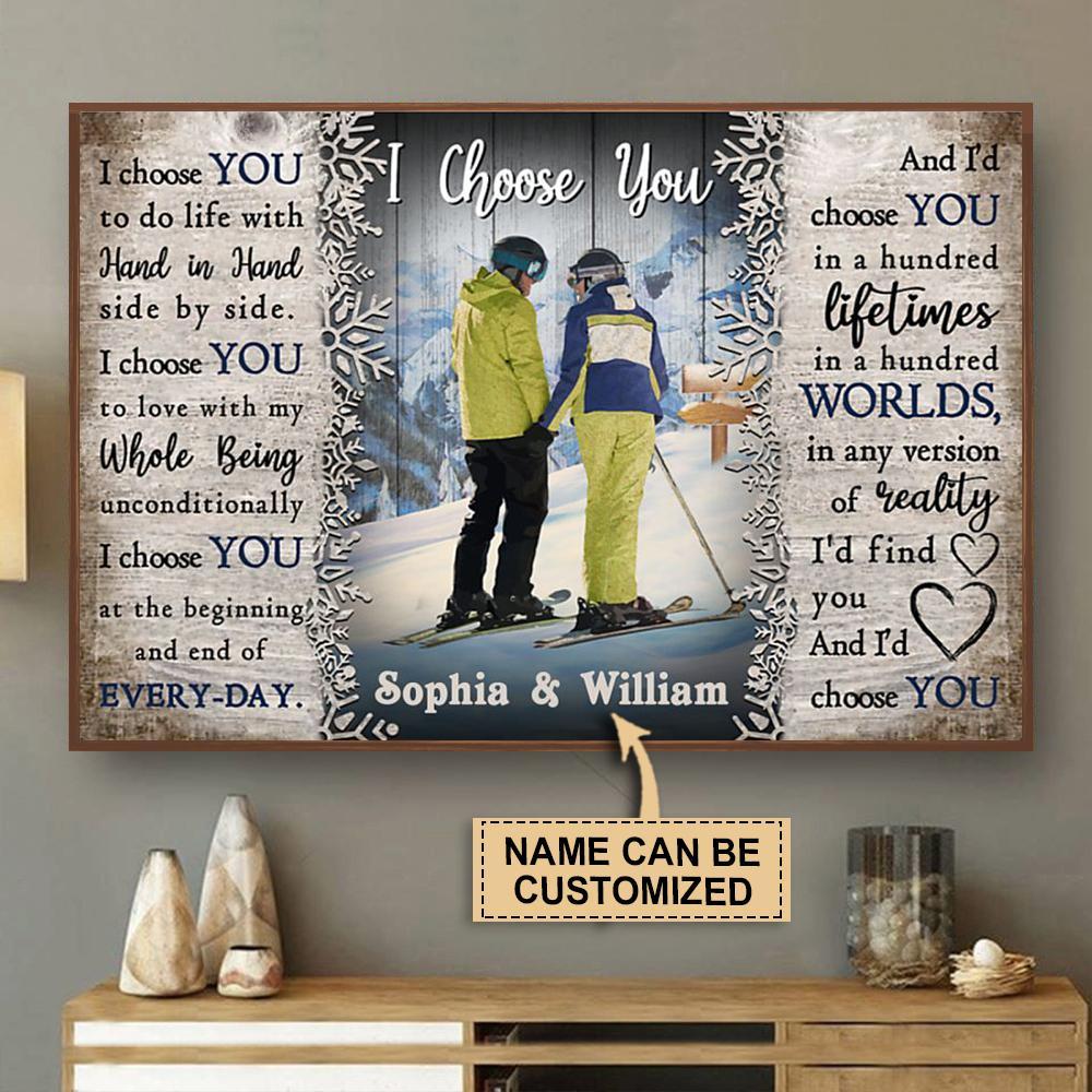 Aeticon Gifts Personalized Skiing I Choose You Pallet Canvas Mom Dad Gift Home Decor