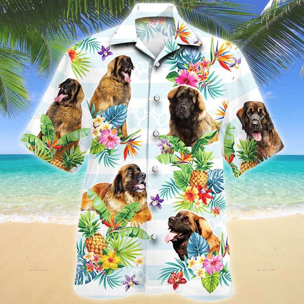 Leonberger Dog Tropical Flower Hawaiian Shirt Ha81129