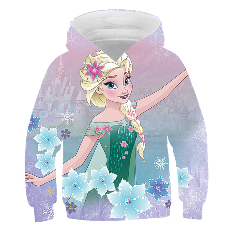 2022 Kids Frozen Hoodie Children’s Girls Elsa Clothes Autumn Baby Sweater Printed Girls Elsa Pullover Boys Cartoon Hoodies alx