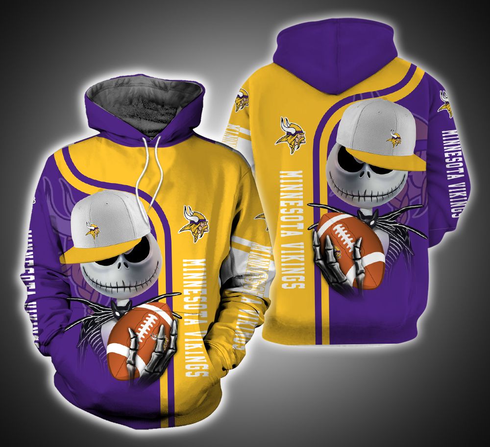 Minnesota Vikings And Jack Skellington TA01 3D Printed Hoodie