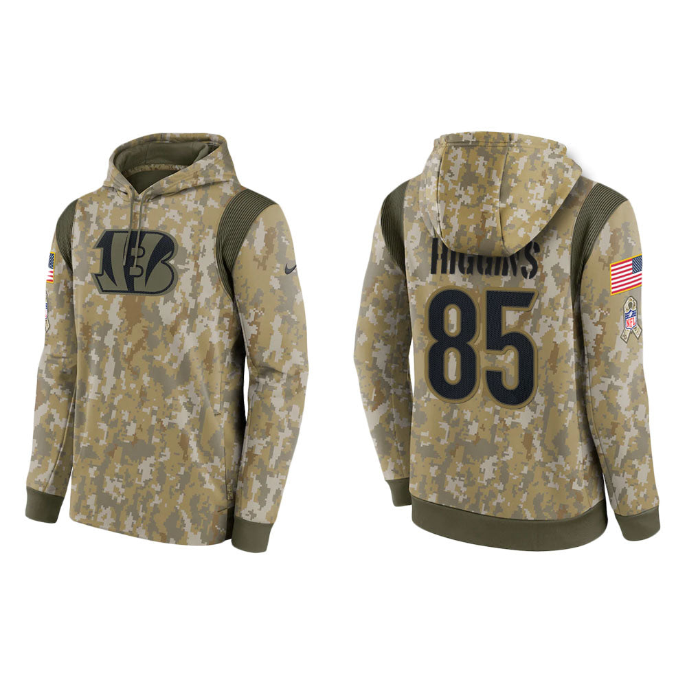 Tee Higgins Cincinnati Bengals Camo 2021 Salute To Service Veterans Day Therma Pullover Hoodie