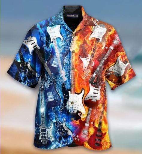 Music Is Life Guitar Hawaii Unisex Print Aloha Short Sleeve Casual Shirt Ha105186