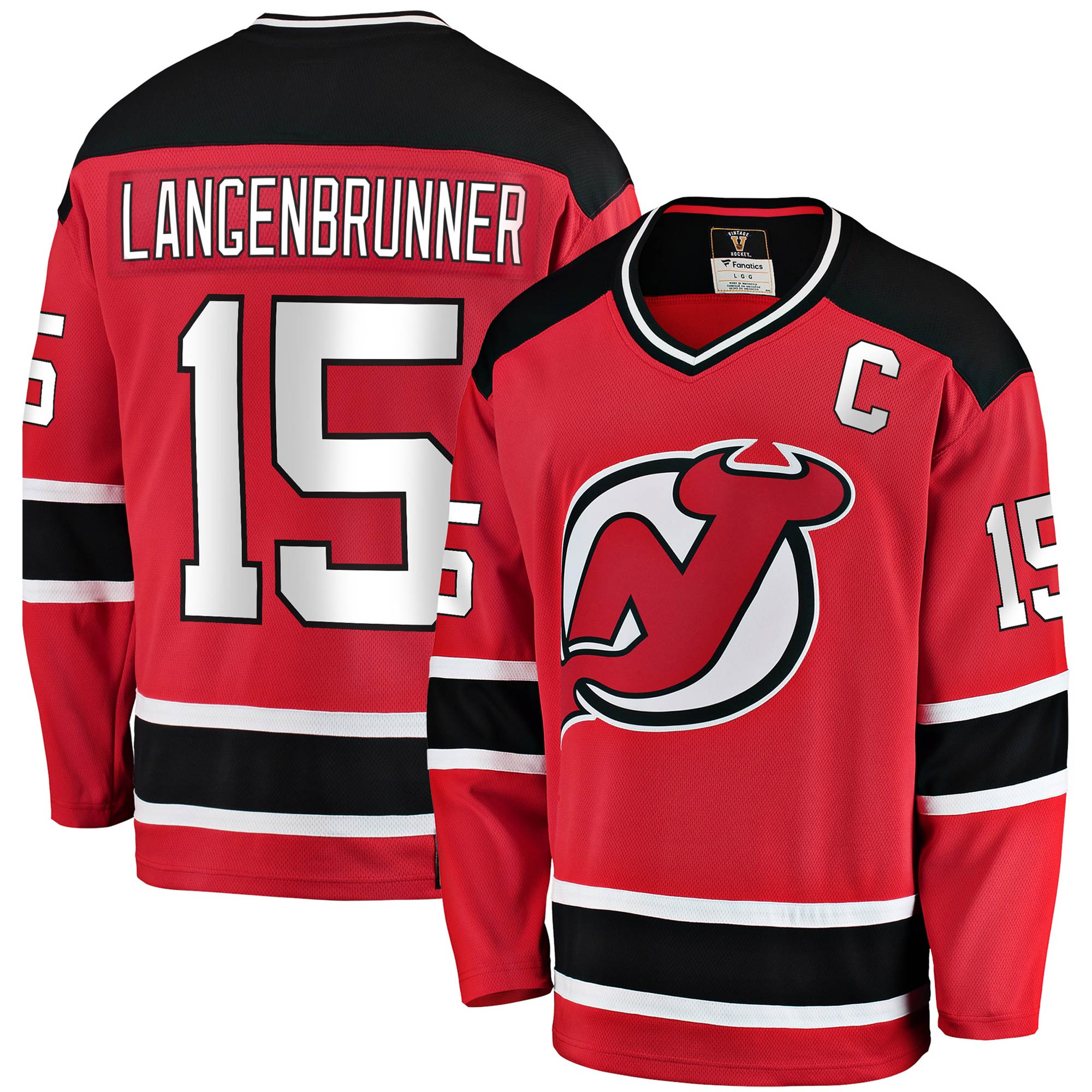 Men's New Jersey Devils Jamie Langenbrunner Red Premier Breakaway Retired Player Jersey