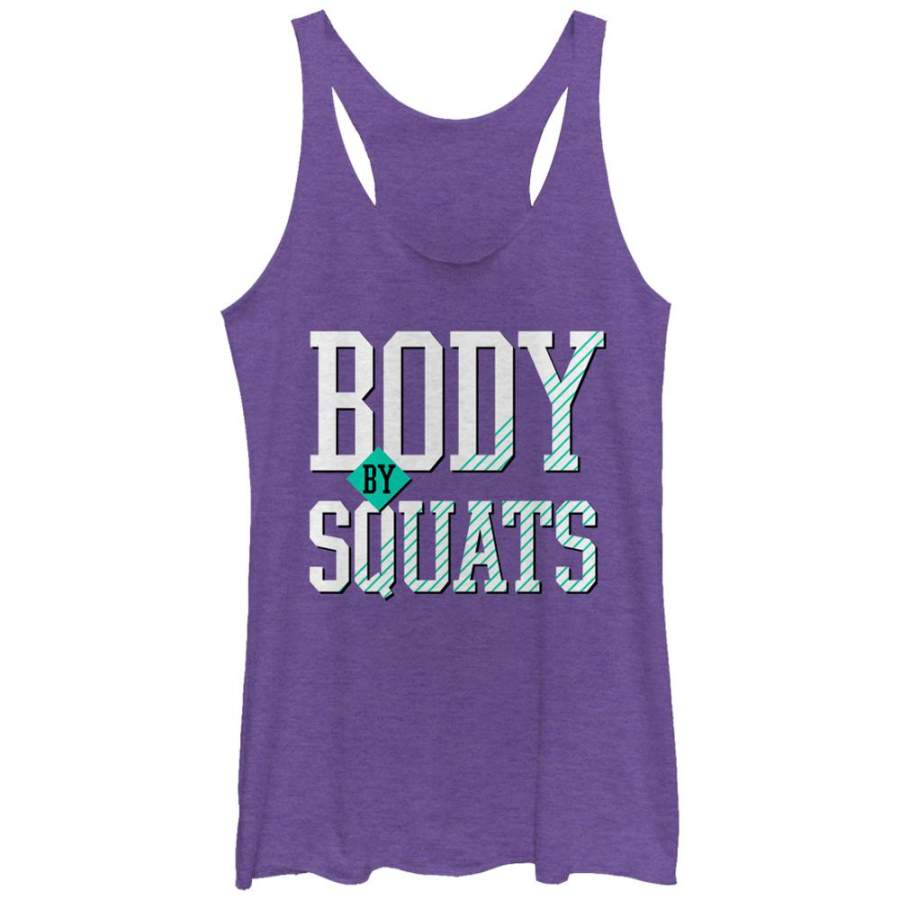 CHIN UP Women’s Body By Squats  Racerback Tank Purple Heather S