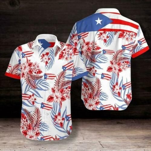 Puerto Rico Hawaii Graphic Print Short Sleeve Hawaii Casual Shirt Ha55354