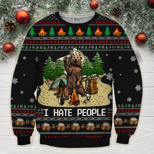 Bear Beer Camping Ugly Christmas Sweater | Unisex | Full Size | Adult | Colorful | US3220