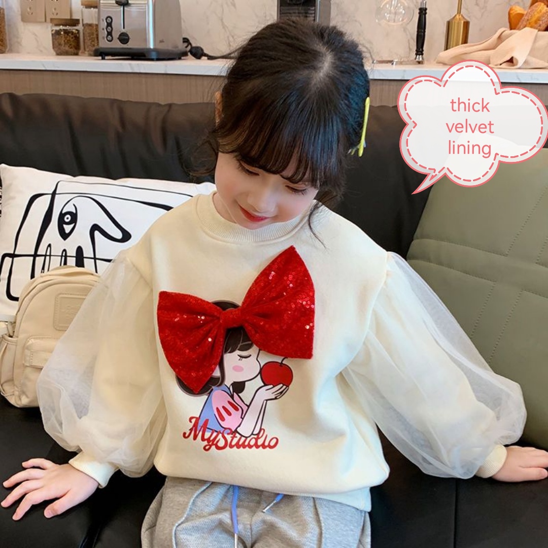 Baby Cute Girl Sequins Bow Princess Sweaters Tops Coats Sweet Girls Kids Spring Autumn Winter Clothes Children Jackets 2-12T alx