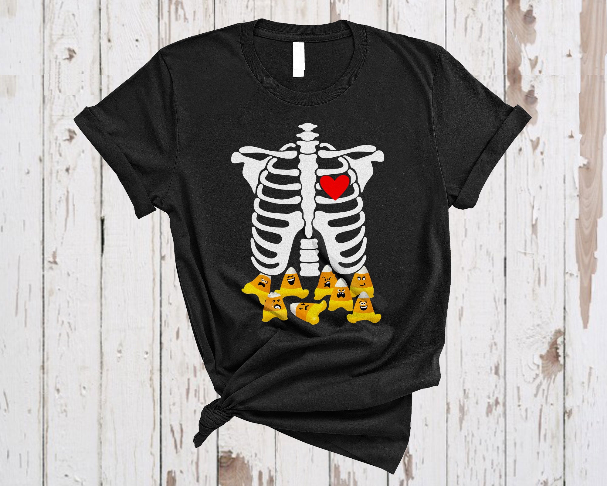 Rib Cage Skeleton X-Ray Candy Corns Funny Halloween Costume Candy Corns Lover Gifts T-Shirt