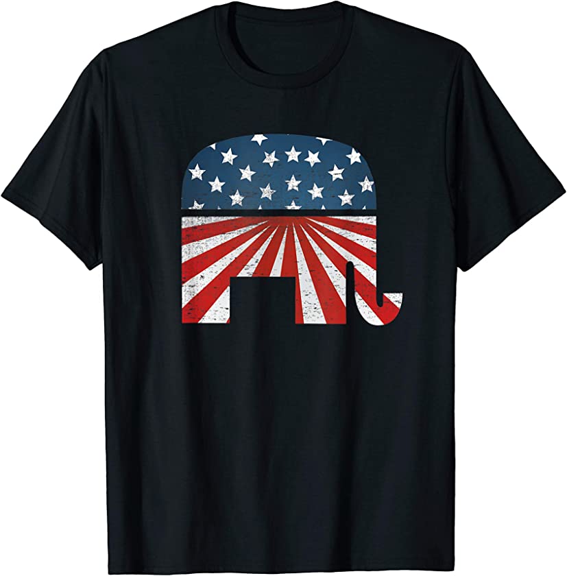 Patriotic Elephant American Flag USA Republican Party T-Shirt