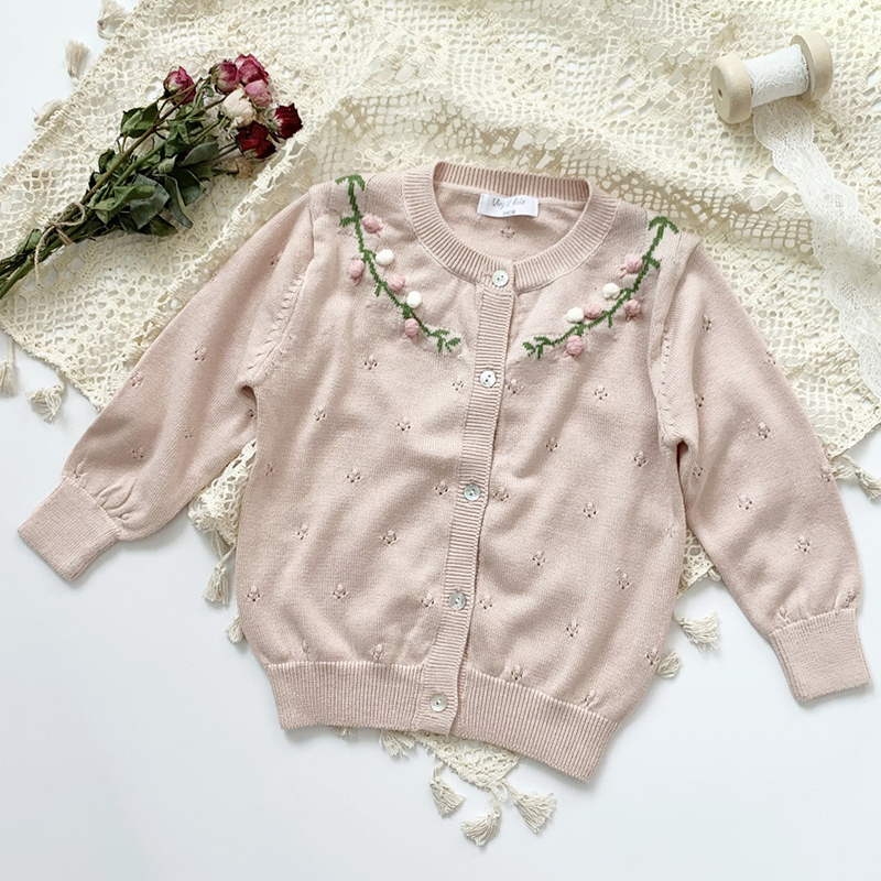 1-7Yrs Kids Knitted Cardigan Girls Long Sleeve Knit Lace Sweater Ruffle Spring Autumn Baby Clothing Girls Cardigan Sweaters alx