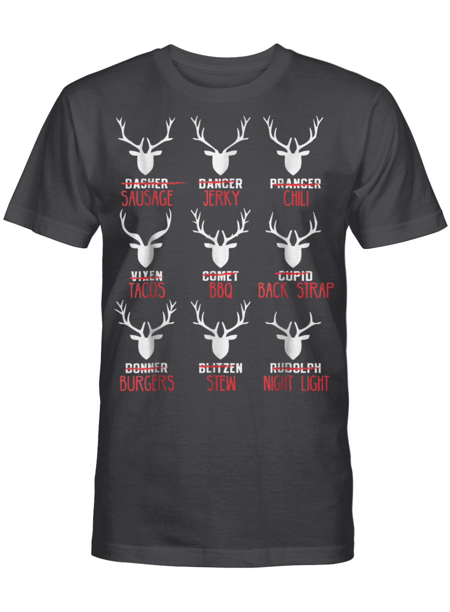 AmazeStyleZ Santa’s Reindeer, Ugly Christmas Sweater, Christmas Gift Ideas, Christmas TreeFunny Deer Shirt – Hunters All of Santa’s Reindeer T-Shirt