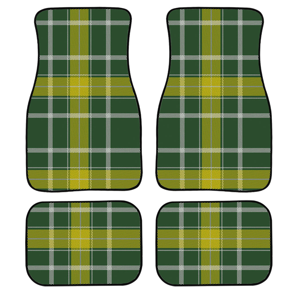 Green And Yellow Stewart Tartan Print Front And Back Car Floor Mats, Front Car Mat