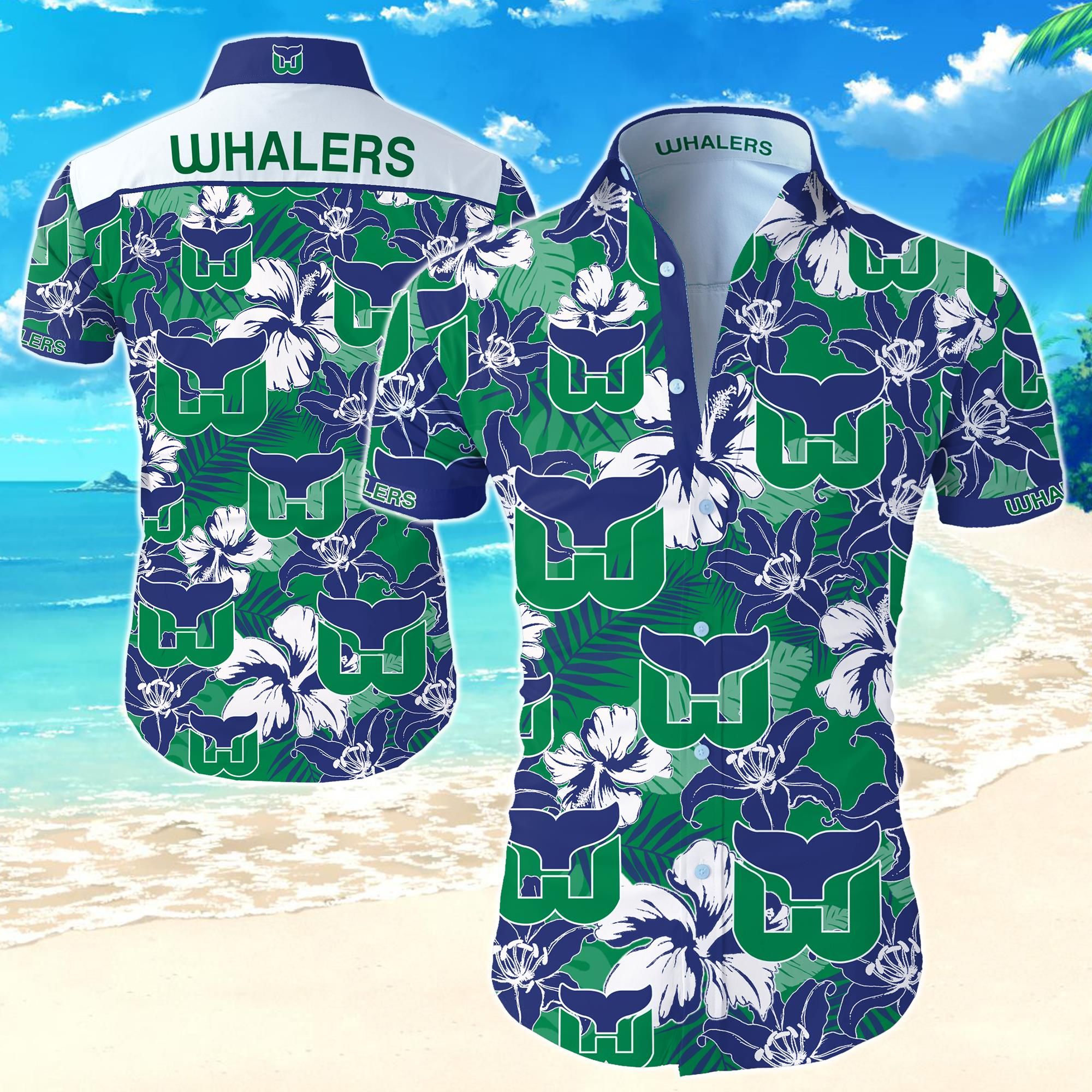 Hartford Whalers Hawaii Shirt Summer Button Up For Men Beach Wear Short Sleeve Ha72069